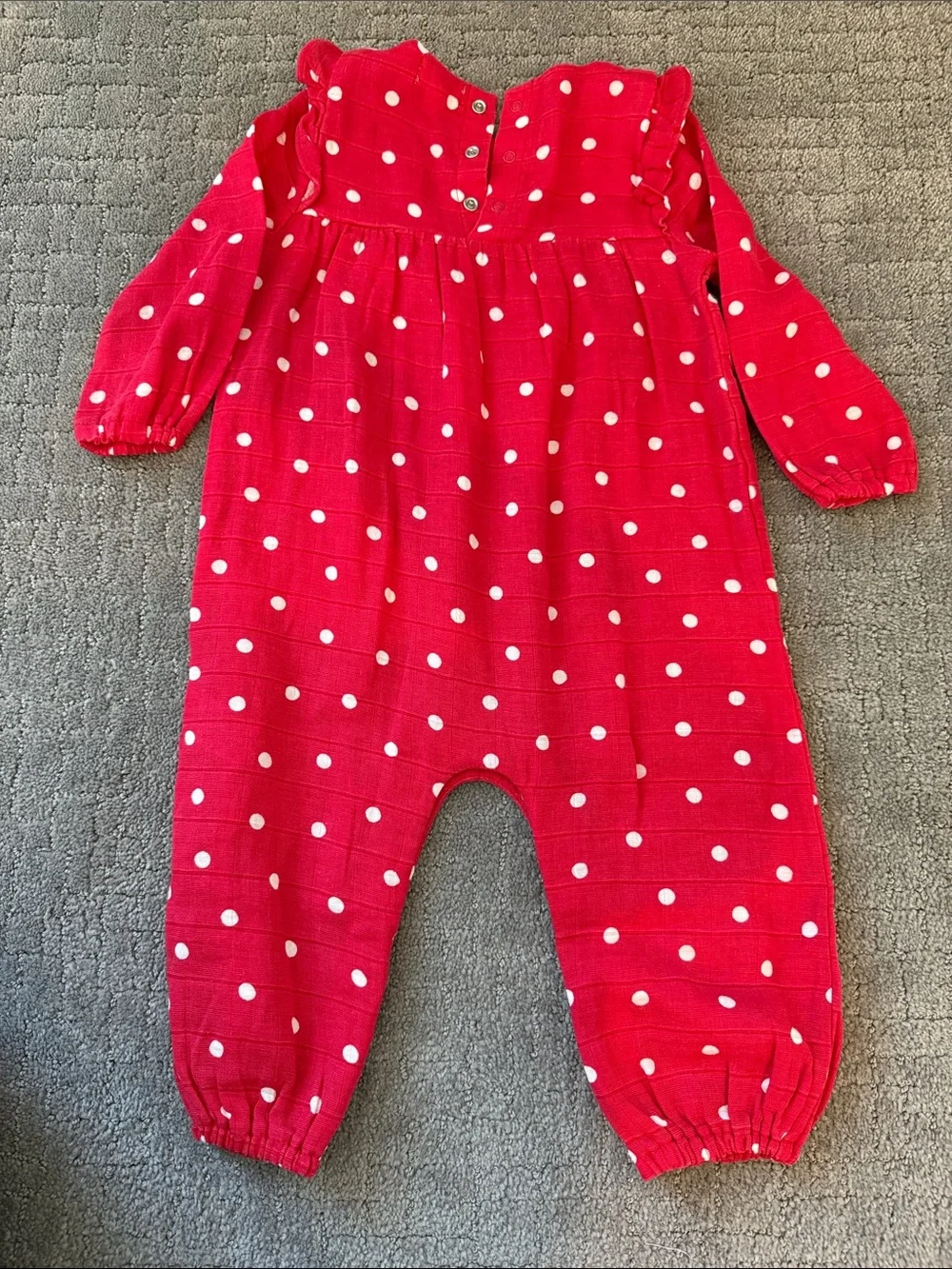 Angel Dear Red and White Polka Dot Long-Sleeve Baby One-Piece